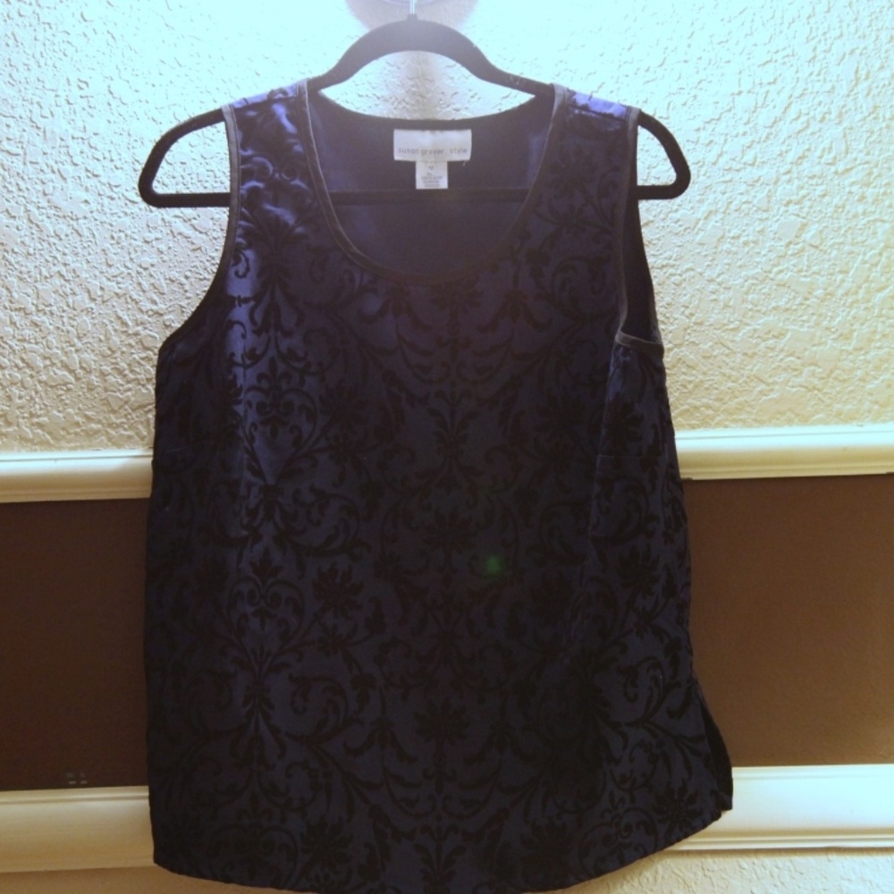 blue top with velvety detailing